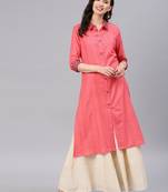 Pink embroidered cotton kurtas-and-kurtis