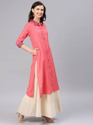 Pink embroidered cotton kurtas-and-kurtis 4