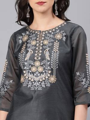Grey embroidered chanderi kurtas-and-kurtis 2