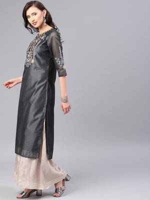 Grey embroidered chanderi kurtas-and-kurtis 4