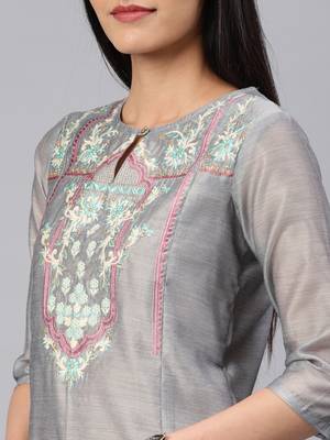 Grey embroidered chanderi kurtas-and-kurtis 2