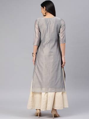 Grey embroidered chanderi kurtas-and-kurtis 3