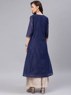Navy-blue embroidered chanderi kurtas-and-kurtis 3