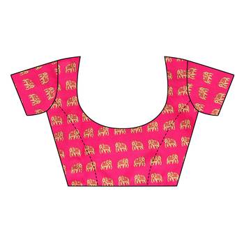 Pink and White Printed Mysore Art Silk Saree With Blouse 6