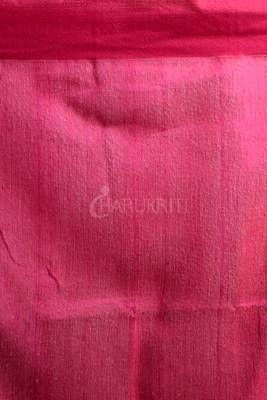 Orange Blended Cotton Saree With Deep Pink Pallu 3