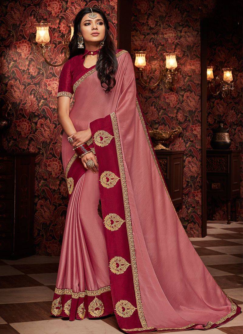 Rose embroidered silk saree with blouse  chahat art gallery  2994006