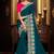 Dark teal embroidered silk saree with blouse