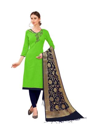 Parrot-green self design cotton salwar 1