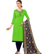 Parrot-green self design cotton salwar