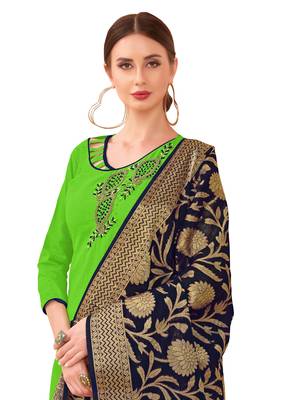 Parrot-green self design cotton salwar 2