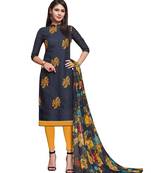 Navy-Blue Embroidered Jacquard Salwar