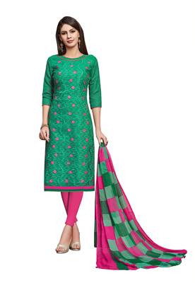Green embroidered jacquard salwar 1
