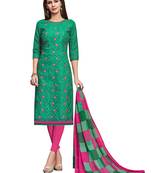 Green embroidered jacquard salwar