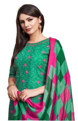 Green embroidered jacquard salwar 2