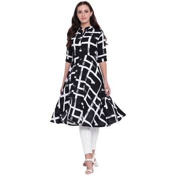 Black printed rayon kurtas-and-kurtis 1