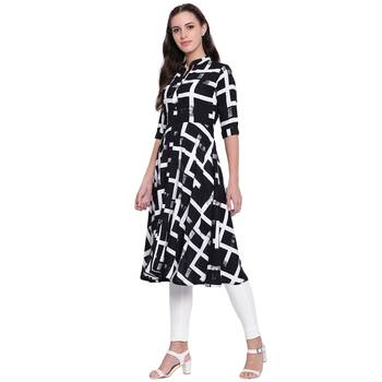 Black printed rayon kurtas-and-kurtis 3