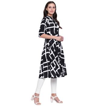 Black printed rayon kurtas-and-kurtis 4