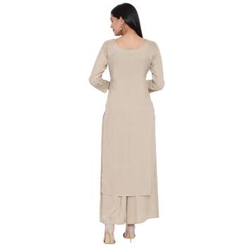 Beige printed rayon kurtas-and-kurtis 2