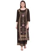 Green printed rayon kurtas-and-kurtis