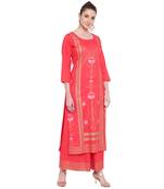 Red printed rayon kurtas-and-kurtis