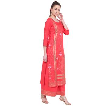 Red printed rayon kurtas-and-kurtis 4