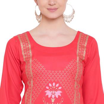 Red printed rayon kurtas-and-kurtis 5