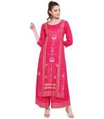 Pink printed rayon kurtas-and-kurtis
