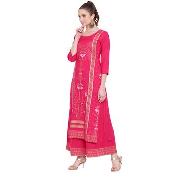 Pink printed rayon kurtas-and-kurtis 3