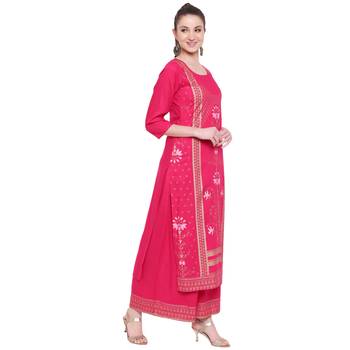 Pink printed rayon kurtas-and-kurtis 4