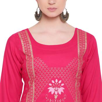 Pink printed rayon kurtas-and-kurtis 5