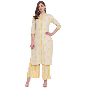 Beige printed rayon kurtas-and-kurtis 1