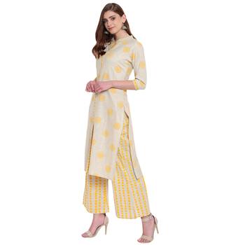 Beige printed rayon kurtas-and-kurtis 3