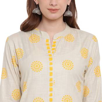 Beige printed rayon kurtas-and-kurtis 5