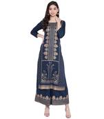 Navy-blue printed rayon kurtas-and-kurtis