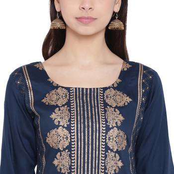 Navy-blue printed rayon kurtas-and-kurtis 5