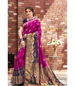 purple woven silk blend saree with blouse