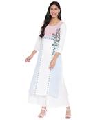 White printed rayon kurtas-and-kurtis