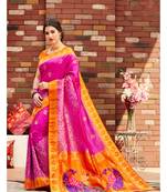 pink woven silk blend saree with blouse