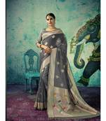 grey woven silk blend saree with blouse