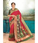 red woven silk blend saree with blouse