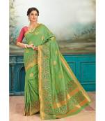 green woven silk blend saree with blouse