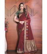 red woven silk blend saree with blouse