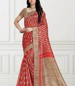 Orange Printed Art Silk Saree With Blouse