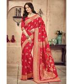 red woven silk blend saree with blouse