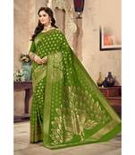 green woven silk blend saree with blouse