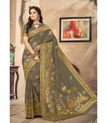 grey woven silk blend saree with blouse