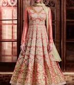 Peach embroidered art silk salwar