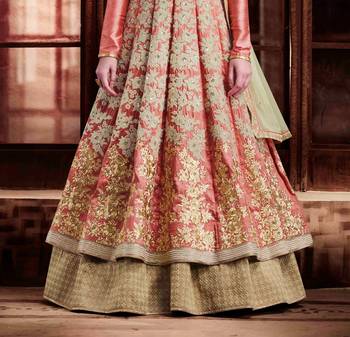Peach embroidered art silk salwar 2