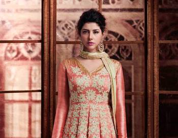 Peach embroidered art silk salwar 3