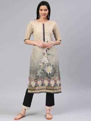 Beige floral print cotton salwar 1